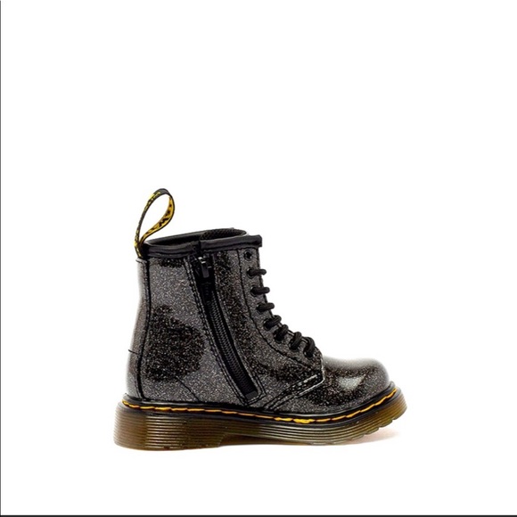 Black Glitter Doc Dr Martens Air Wair Boots 1460 - Picture 2 of 9